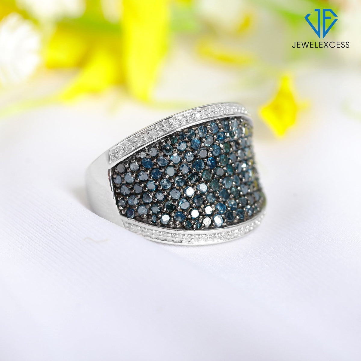 Sterling Silver Blue & White 2 Carat Diamond Ring K496