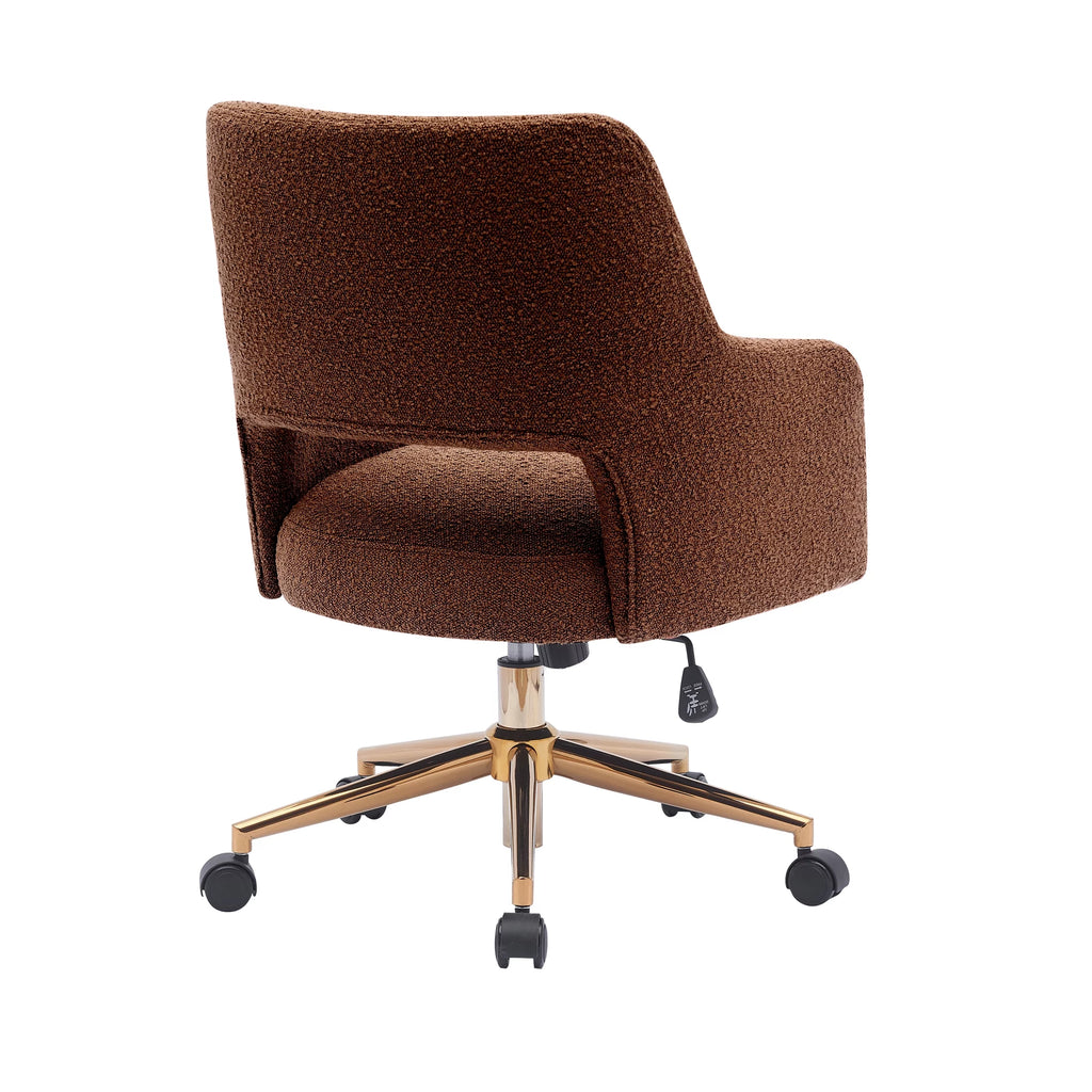 Rust Orange Boucle Fabric Upholstered Rolling Task Chair N5727