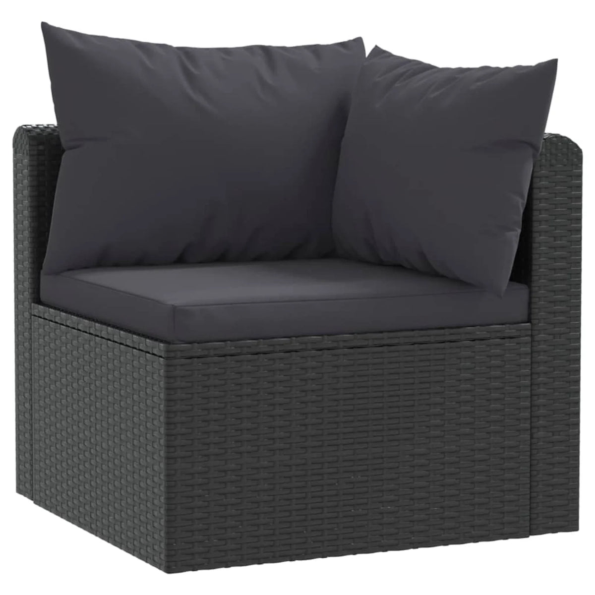 Black Poly Rattan 3 Piece Patio Sofa Set with Cushions O7843