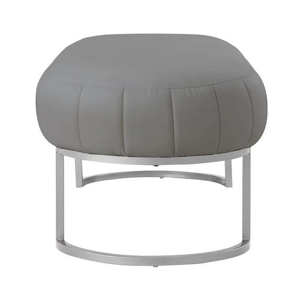 Grey & Silver Leather PU Bench A976