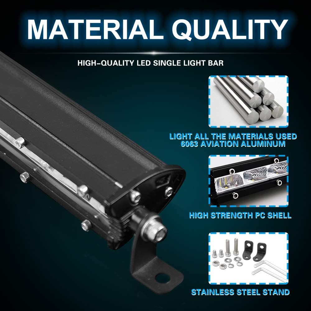 26 inch Single Row LED Light Bar Spot Flood Combo Beam 12V 24V Off Road Work Light P163