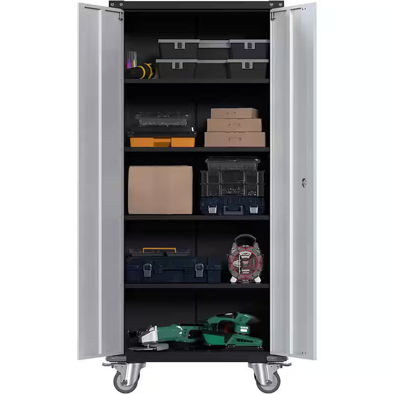 Metal Rolling Tool Storage Cabinet in Black and Grey B34626