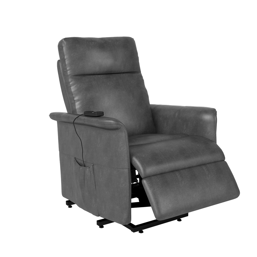 Gray Faux Leather Power Recline and Lift Chair G614384