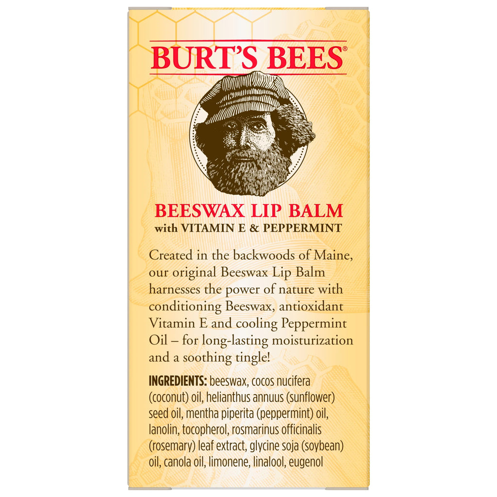 Moisturizing Lip Balm with Beeswax, Vitamin E & Peppermint Oil, 4 Count E6645