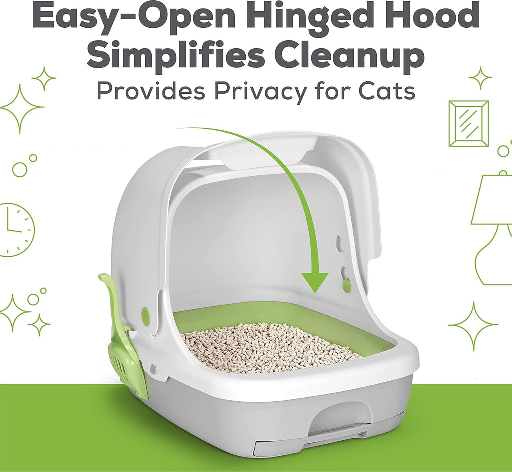 Hooded Litter Box System Starter Kit with Litter Pellets & Pads Pack of 2 N5225