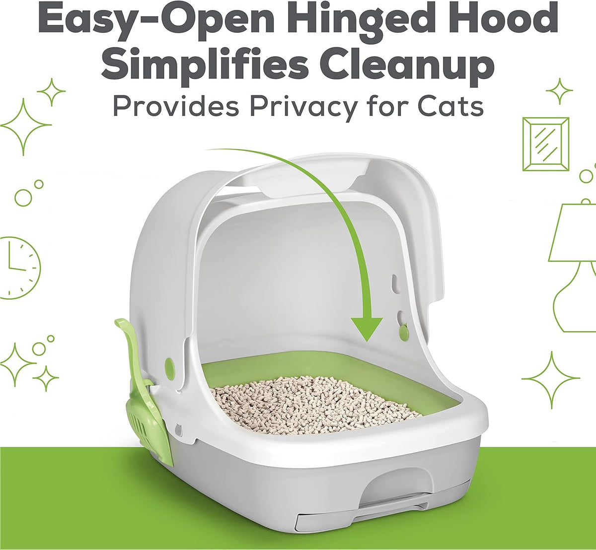 Hooded Litter Box System Starter Kit with Litter Pellets & Pads Pack of 2 N5225