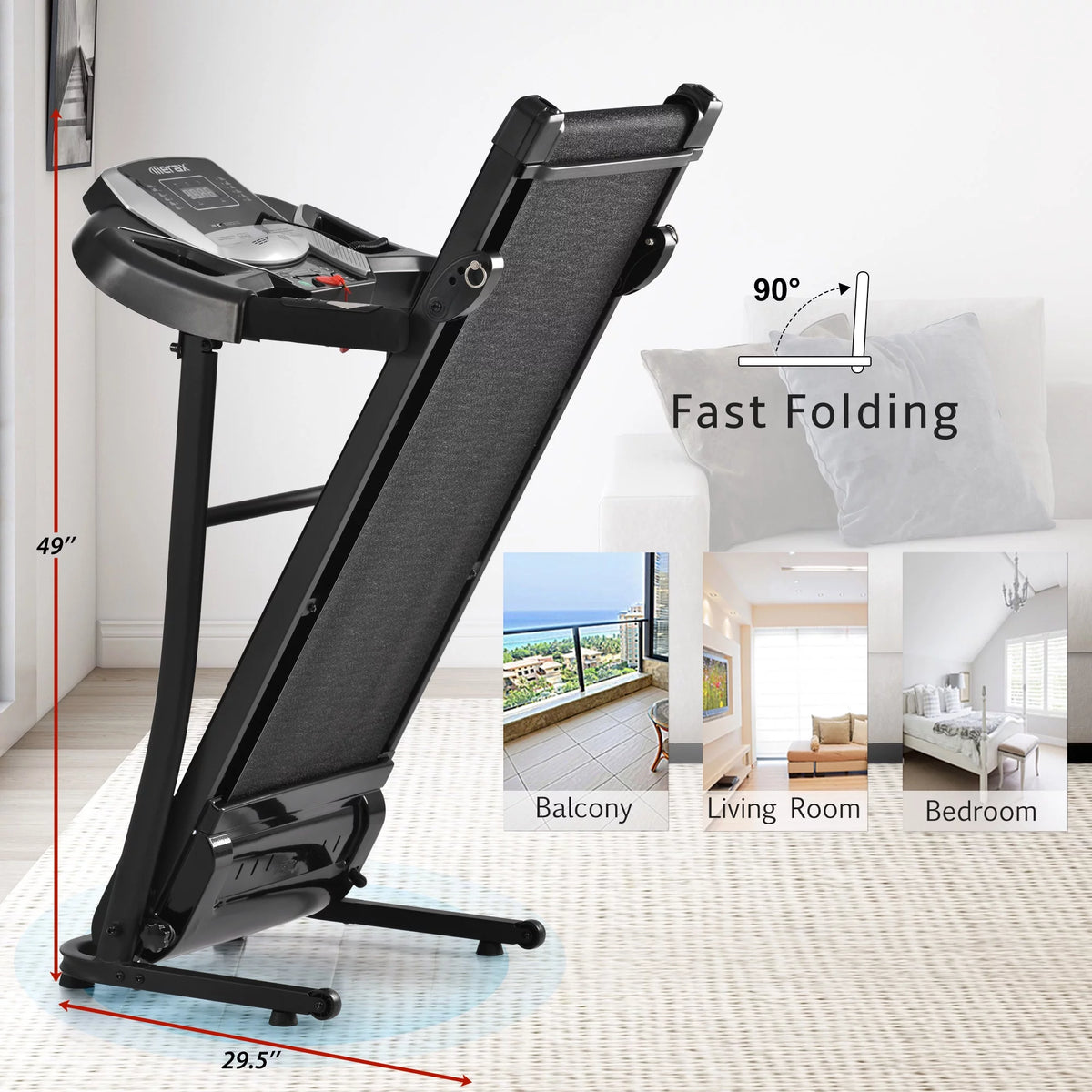Folding Incline Treadmill 2.5HP Electric Running Machine F9345