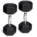 Set of 2 65 Lbs Hex Rubber Dumbbell with Metal Handles F69684
