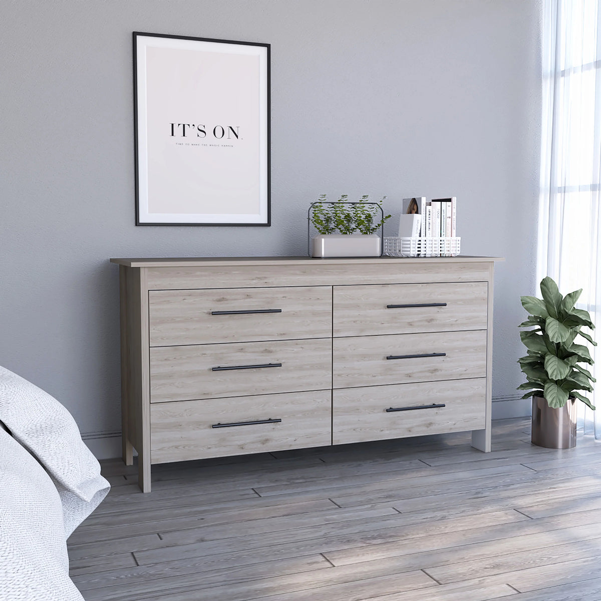6 Drawer Double Dresser Light Gray M215491