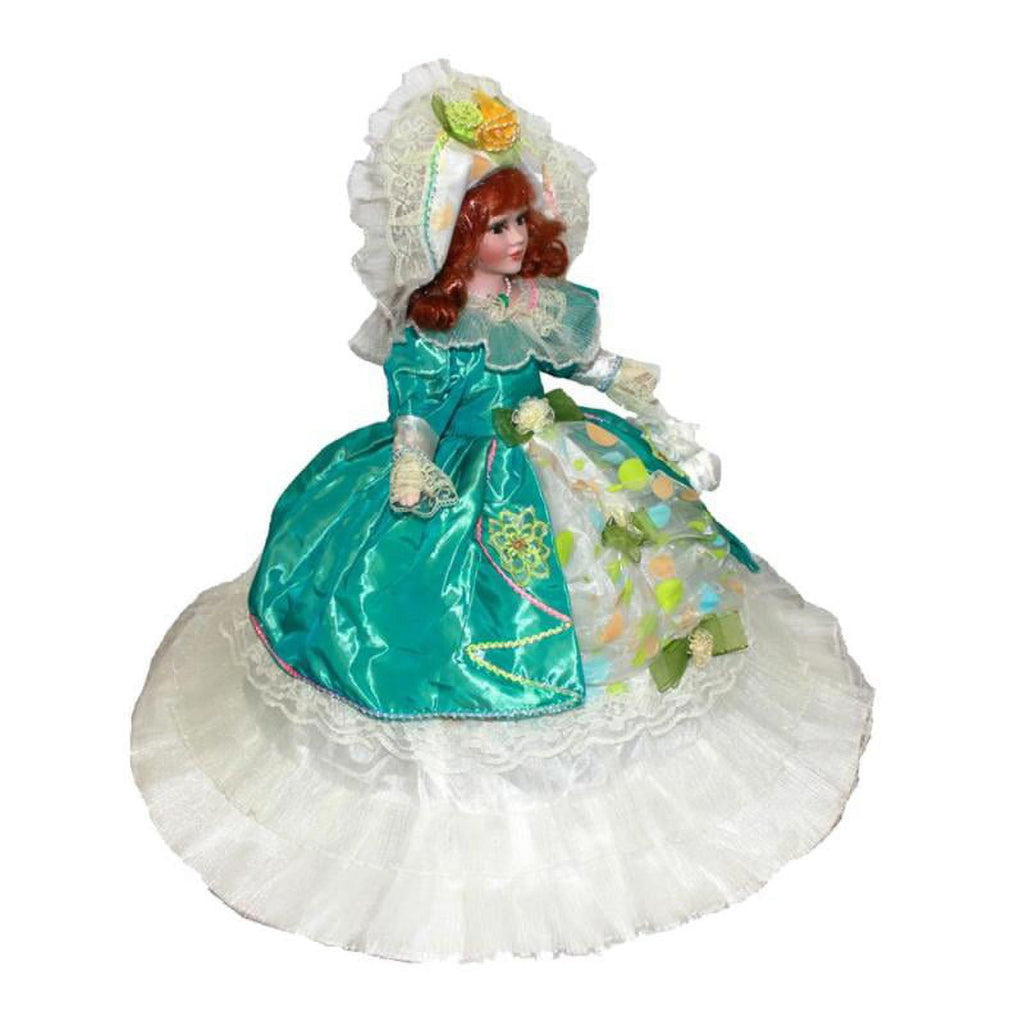 45cm Victorian Porcelain Doll with Umbrella Dress & Hat Y9991