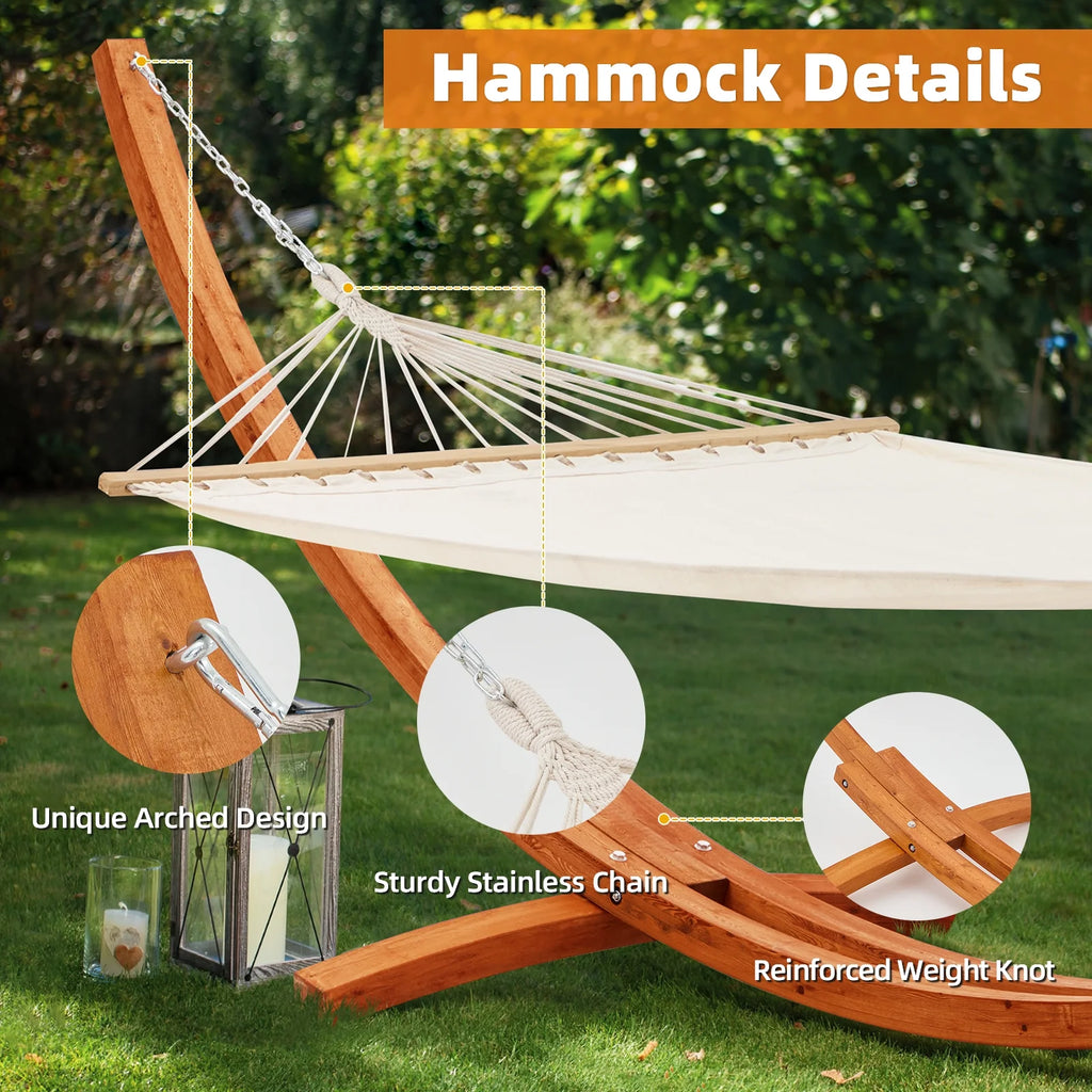 14FT Wooden Double Hammock with Stand P703340
