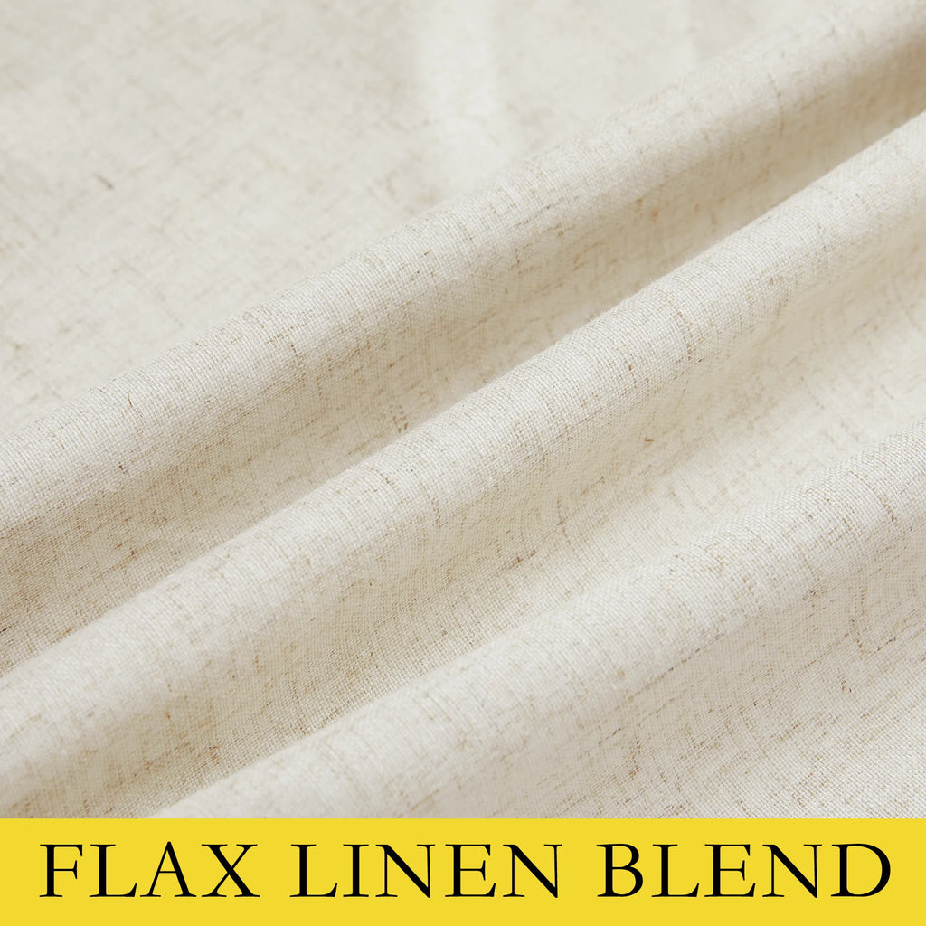 Natural 100% Blackout Linen Kitchen Curtains 63 inch 2 Panels E34766