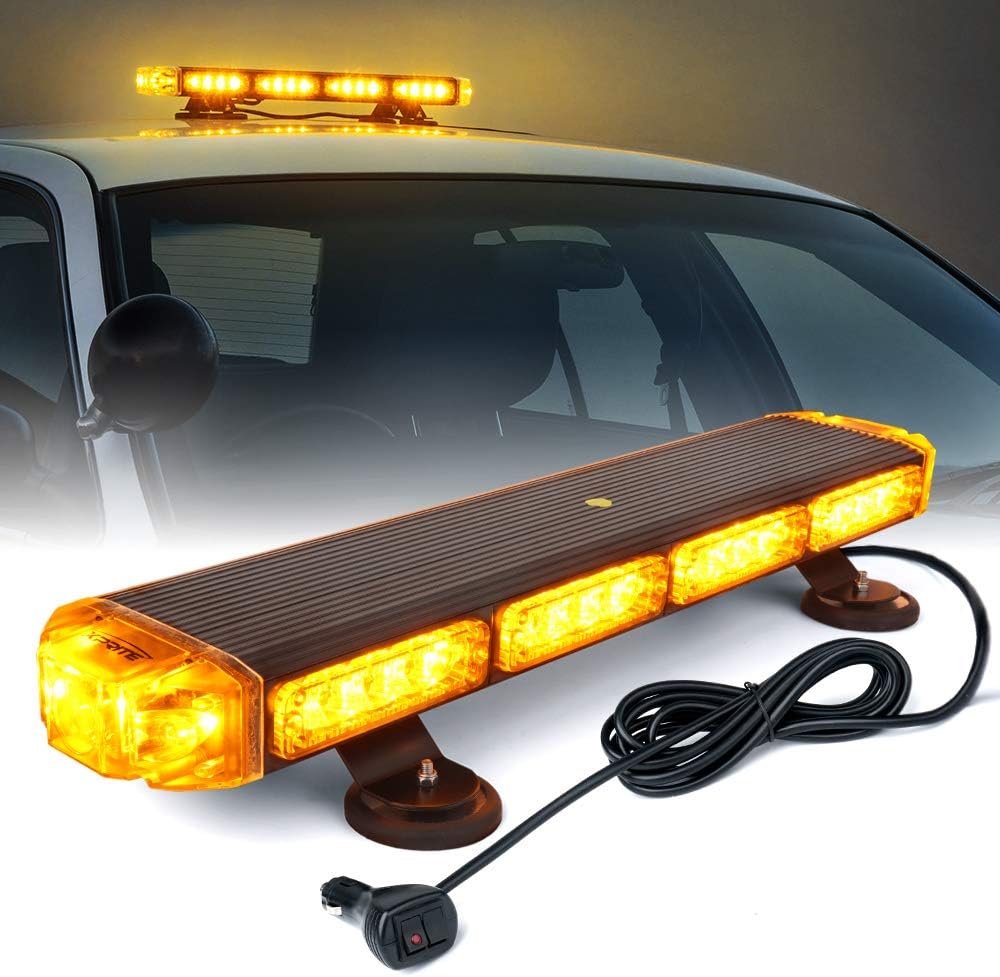48 White Amber Emergency Strobe Light Bar LED Lightbar with Adjustable Brackets H9659