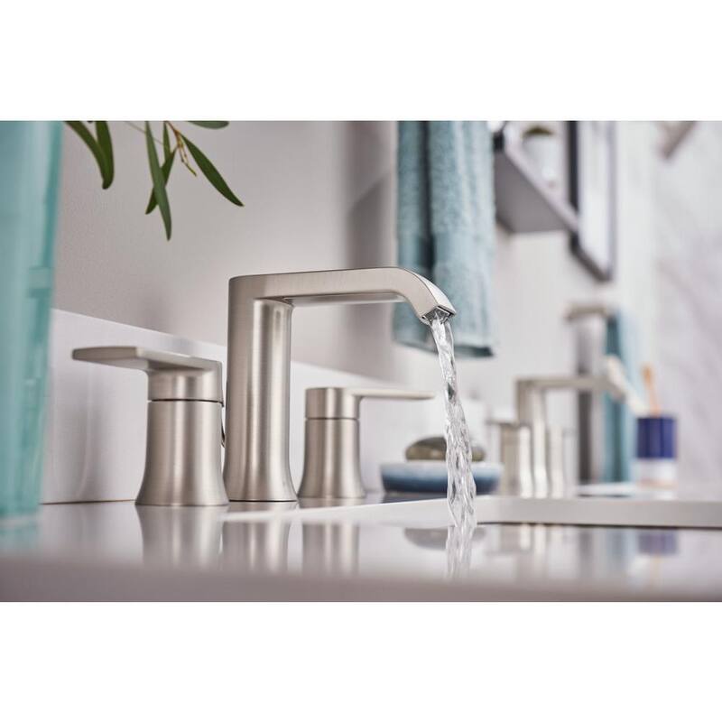 8 in. Widespread Double Handle Bathroom Faucet Brushed Nickel R293