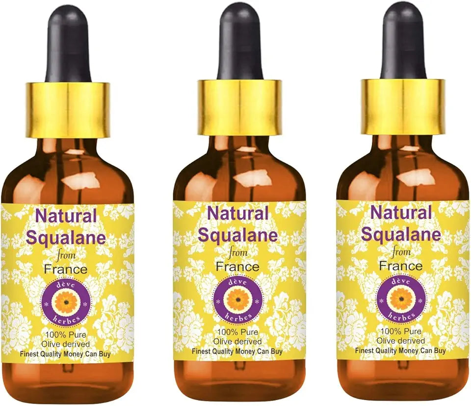 Natural Squalane Oil with Glass Dropper 100ml X 3 D505
