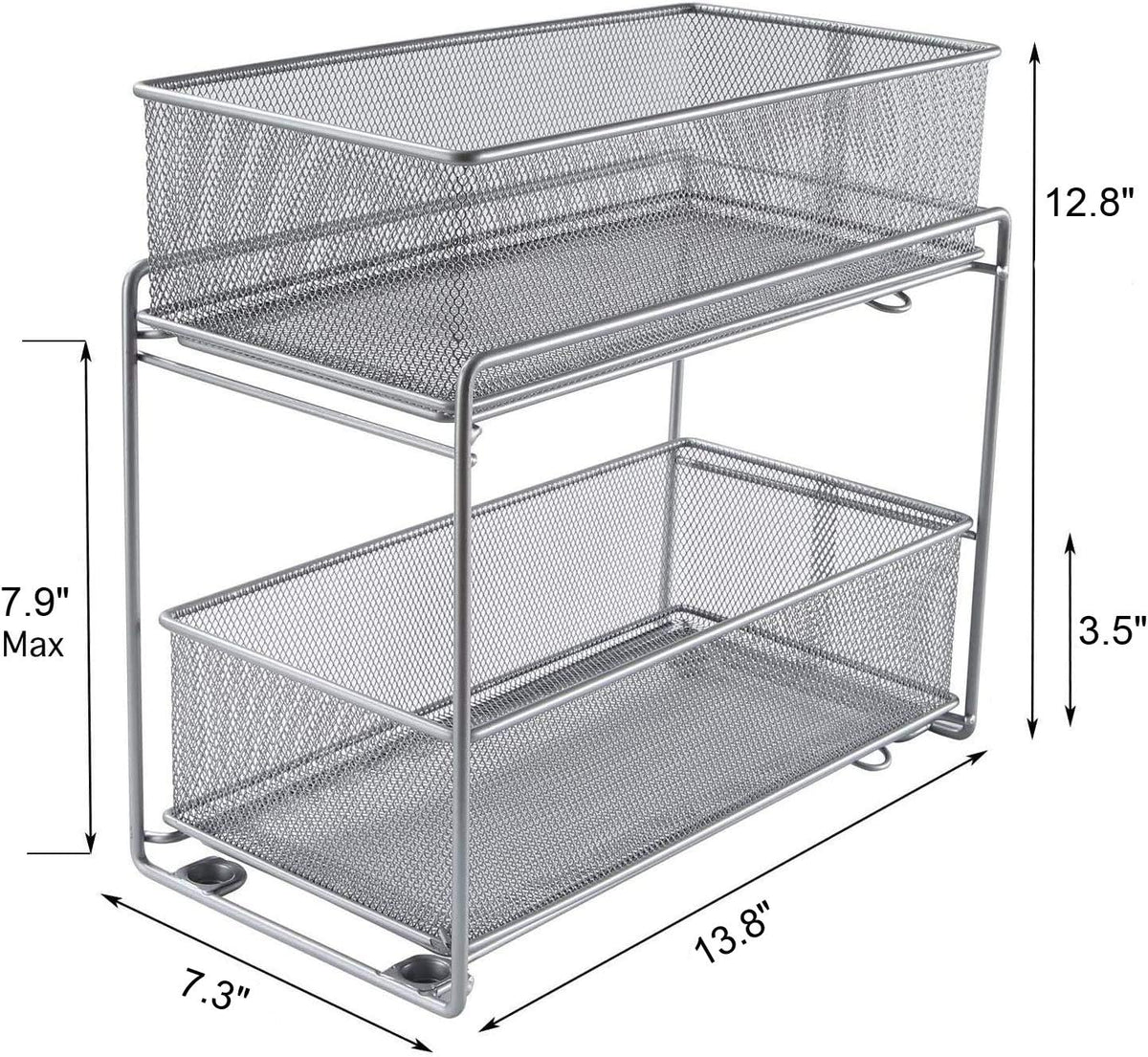 Stackable Cabinet Organizer Pull Out Drawer, 2 Tier T432080