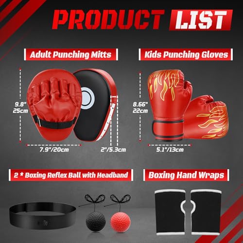 4-in-1 Kids Boxing Gloves and Punching Mitts Set with Hand Wraps L743