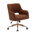 Rust Orange Boucle Fabric Upholstered Rolling Task Chair N5727