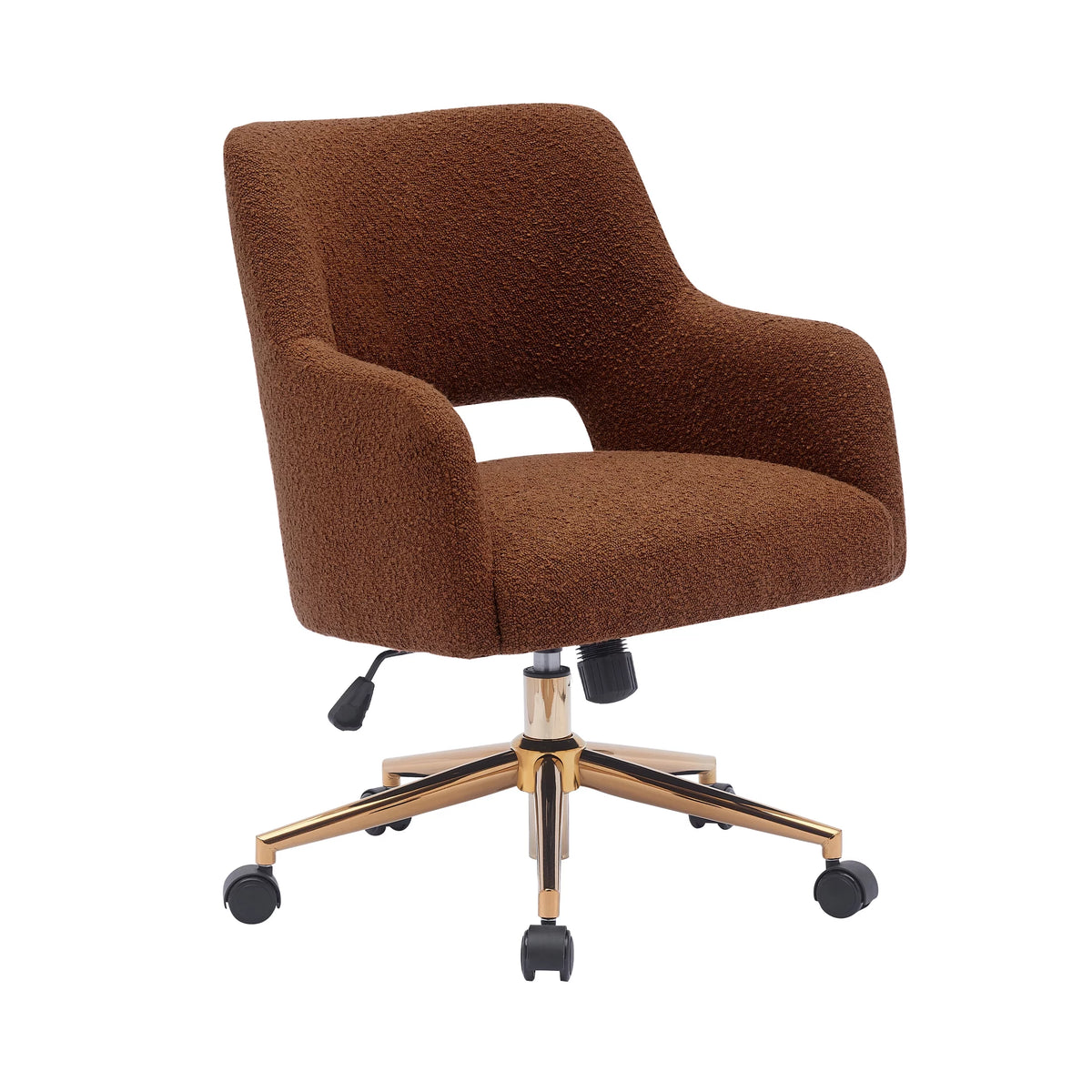 Rust Orange Boucle Fabric Upholstered Rolling Task Chair N5727
