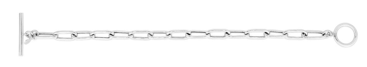 Sterling Silver Paperclip Toggle Chain Necklace, 18" E589