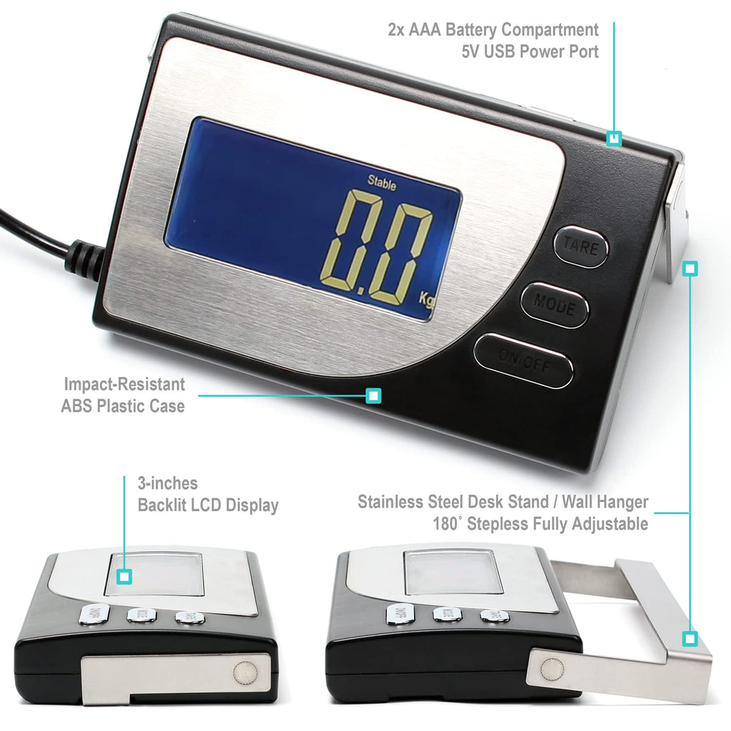 Digital Heavy Duty Postal Shipping Scale, Cast Aluminum Pan, Backlit LCD, AC Adapter, Multi Weight Unit, Pack of 2 M182