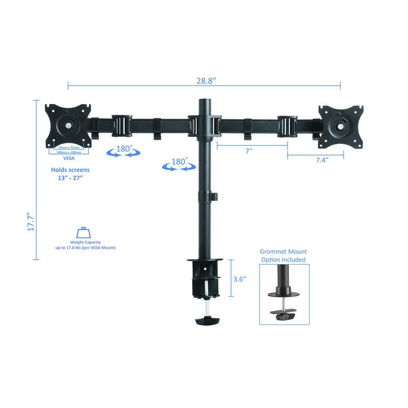 Teak Wood Adjustable Standing Desk Converter with Dual Monitor Mount Q741425