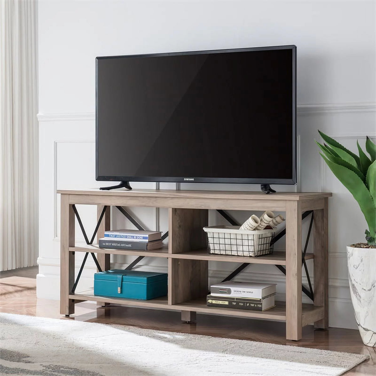50" Wood Metal Open Back TV Stand Q88332
