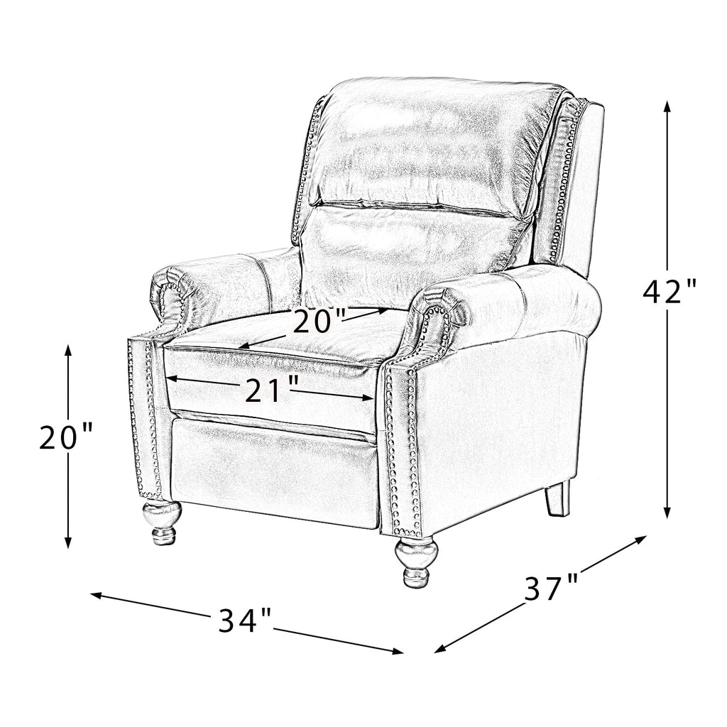 Camel Leather Recliner Chair with Wood Legs T18956