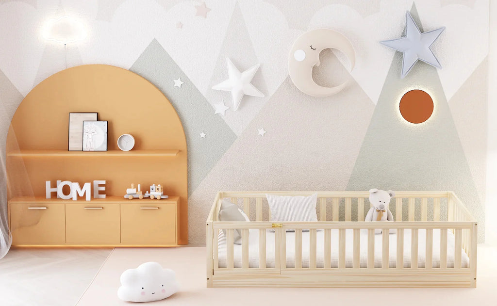Hardwood Toddler Floor Bed with Gate C160126