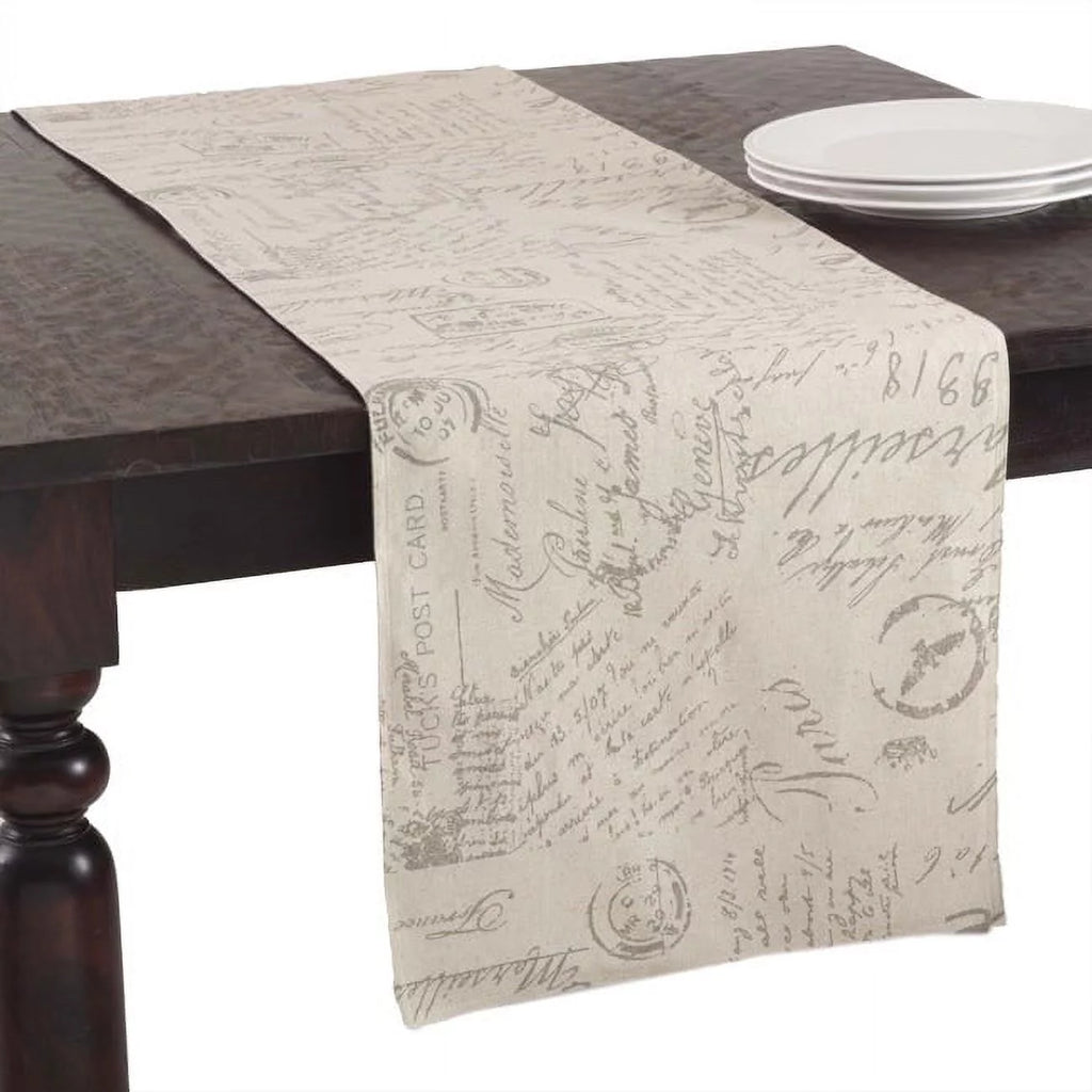 Old Fashioned Vintage Script Print Table Runner - Natural D868792