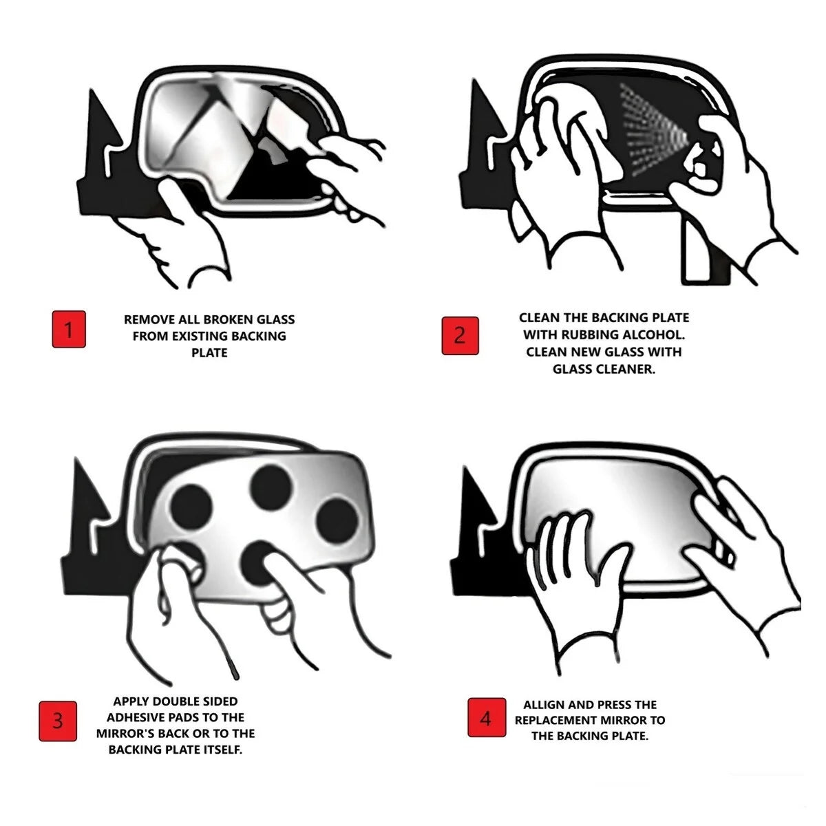 Left Driver Mirror Glass Lens with Adhesive C1501