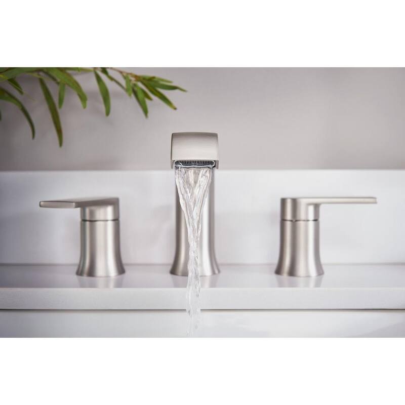 8 in. Widespread Double Handle Bathroom Faucet Brushed Nickel R293