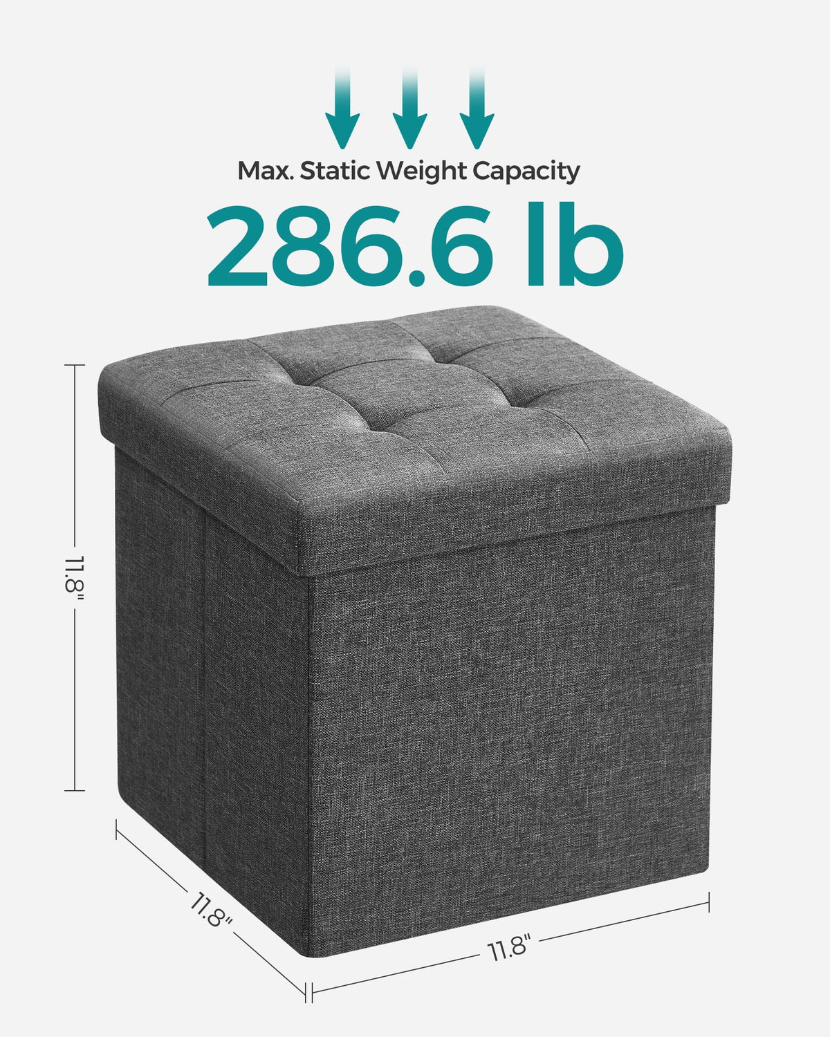 11.8" Dark Gray Storage Ottoman H3596
