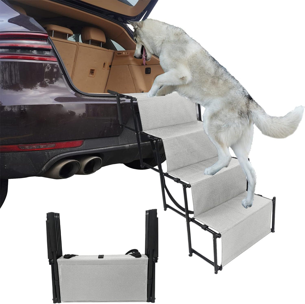 Grey Pack of 2 Folding Pet Stairs Ramp Ladder W6765