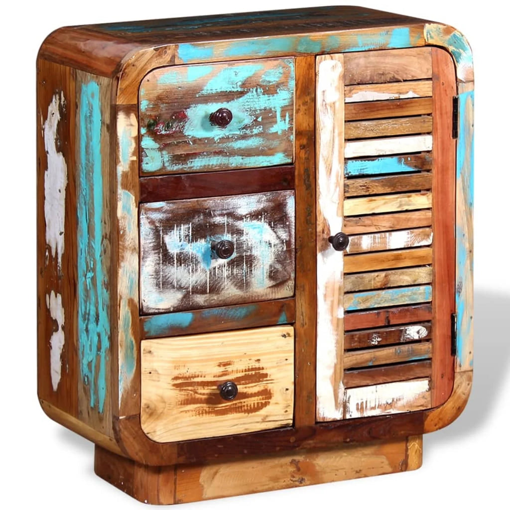 Sideboard Cupboard Cabinet with a Door and 3 Drawers Solid Reclaimed Wood Y38211