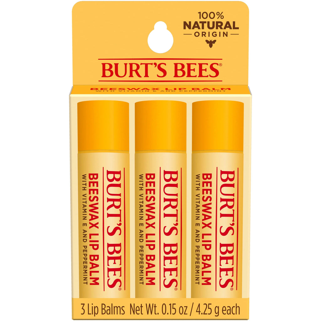 Moisturizing Lip Balm with Beeswax, Vitamin E & Peppermint Oil, 4 Count E6645