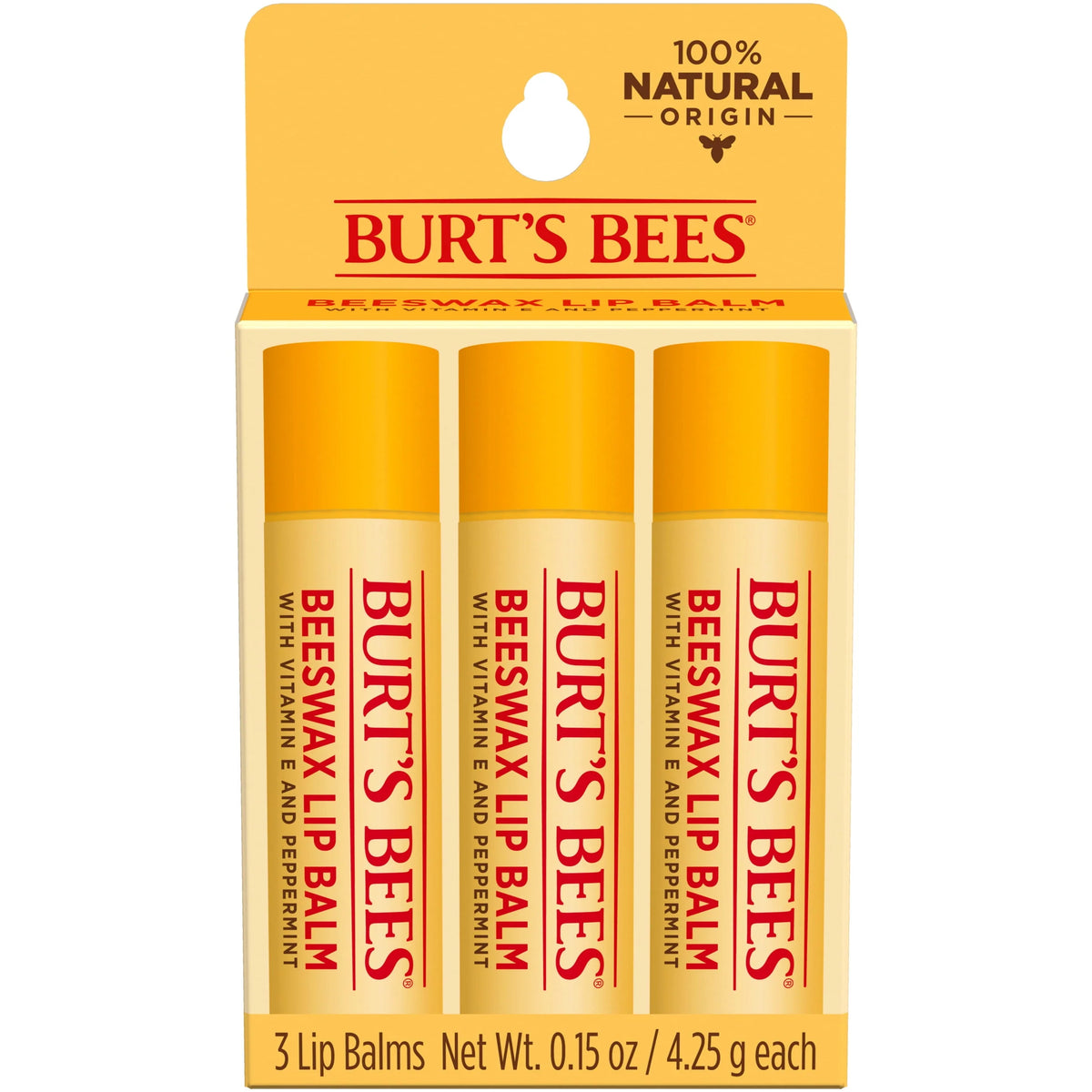 Moisturizing Lip Balm with Beeswax, Vitamin E & Peppermint Oil, 4 Count E6645