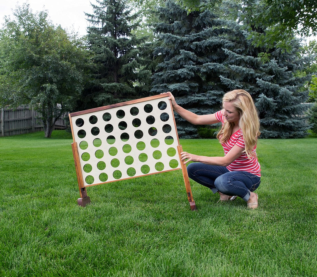 Connect in a Row Game with Carrying Case and Stained Legs and Frame V88509