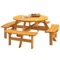 8-Person Wooden Picnic Table with 4 Built-in Benches L878195