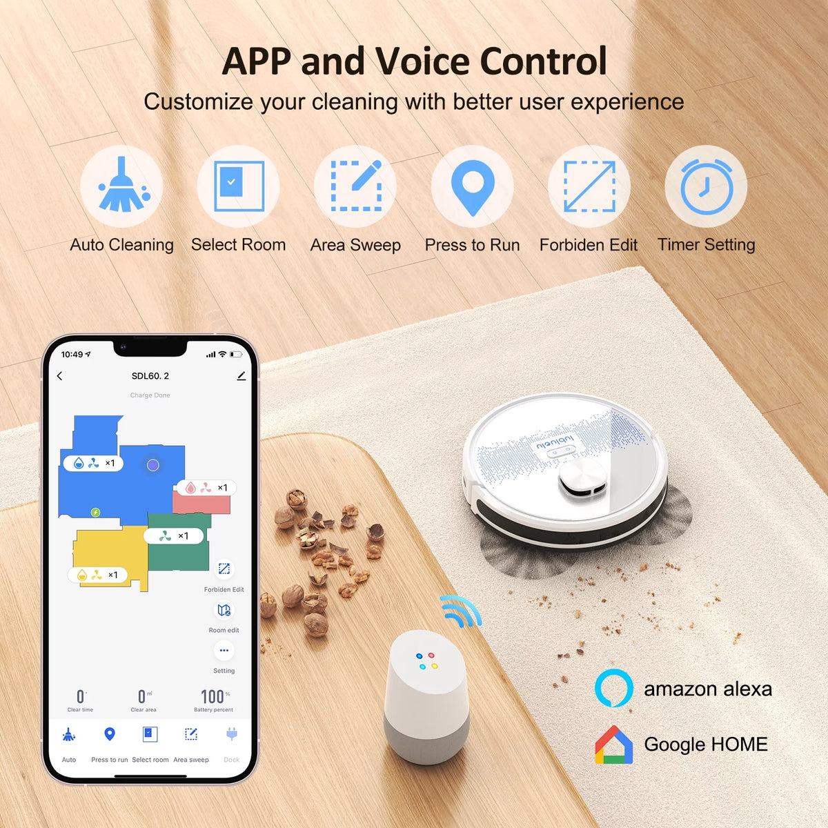 Robot Vacuum Cleaner and Mop Combo with WiFi Voice Control M43630