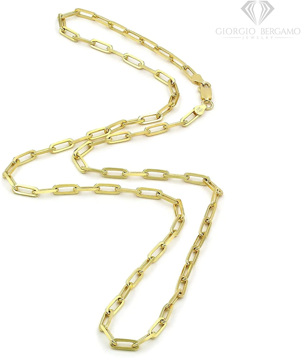925 Sterling Silver Yellow Gold Plated Cable Link Necklace I62815