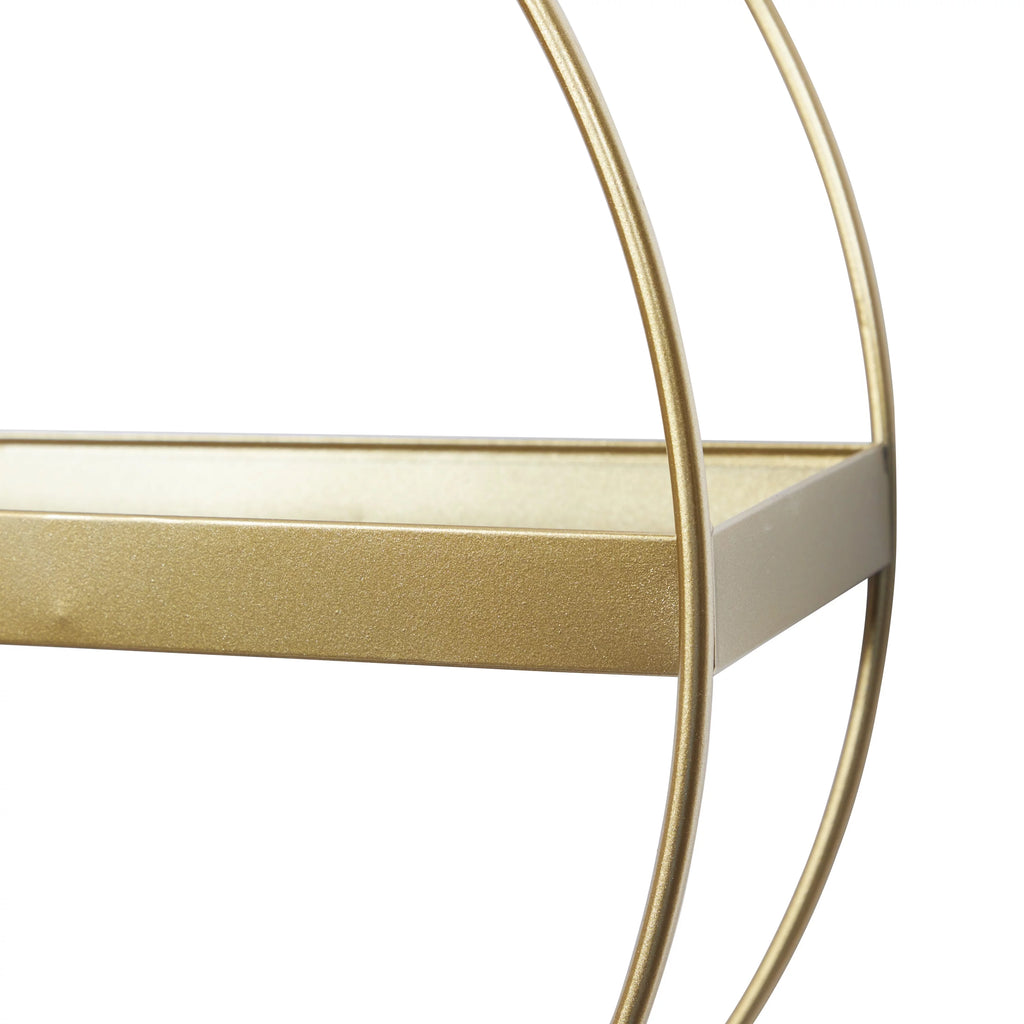 34"W 20"H MDF and Metal Contemporary Wall Shelf, Gold, 1-Piece R29246