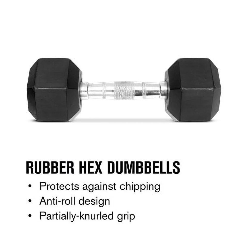 Set of 2 65 Lbs Hex Rubber Dumbbell with Metal Handles F69684
