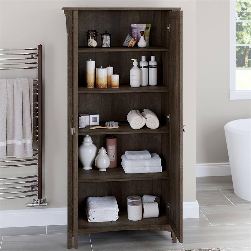 Brown Bathroom Storage Cabinet with Doors L906