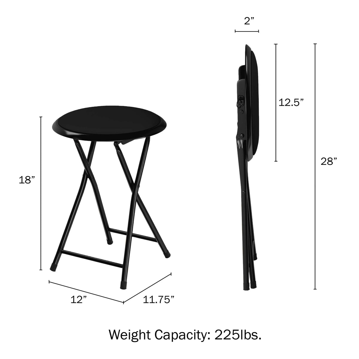 Black 18-Inch Folding Stool I803