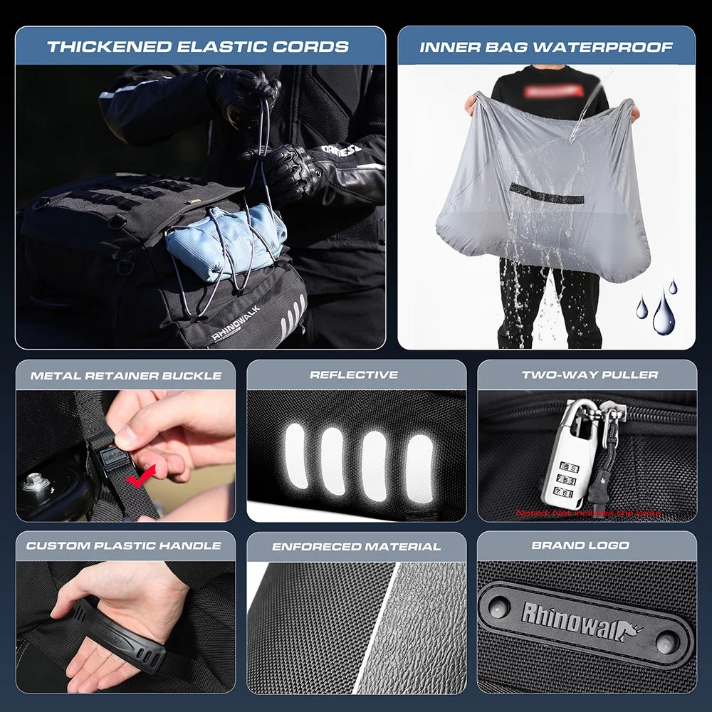 Expandable Motorcycle Rearseat Bag, 35-50L L3444