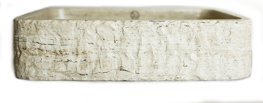 Tan Travertine Rectangle Stone Bathroom Vanity Sink Y461