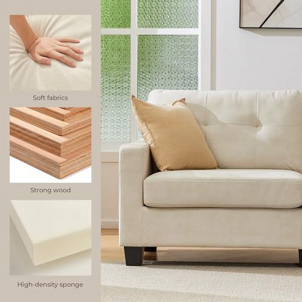 Velvet Fabric Loveseat Sofa with Solid Wood Frame J779
