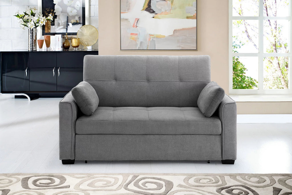 Light Gray Chenille Sleeper Sofa with Accent Pillows B467