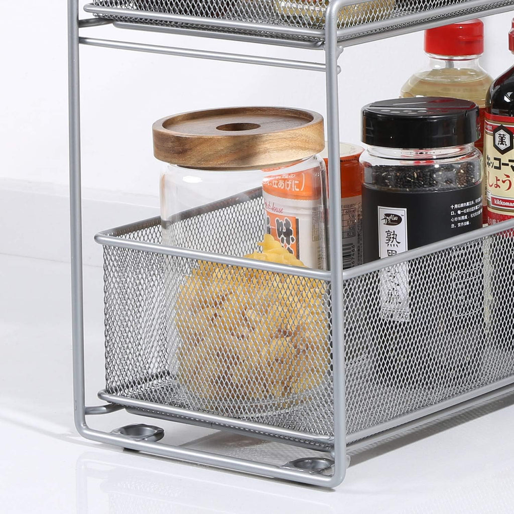 Stackable Cabinet Organizer Pull Out Drawer, 2 Tier T432080